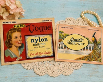 Vintage 1930s Vogue & Aimcee Hair Nets | Unopened Envelopes, Vanity Ephemera