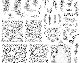 IOD Alphabellies Decor Stamp Iron Orchid Designs for Paint or Ink Stamping 12x12 Stamp Pack by Iron Orchid Designs Pairs with Letter Stamps