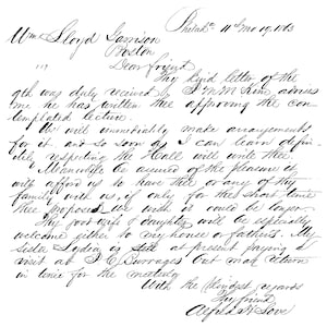 May include: A handwritten letter dated 11 June 1803, addressed to Mr. Lloyd Garrison, Boston. The letter is written in cursive script and expresses gratitude for a letter received. It also mentions a lecture and the writer's willingness to make arrangements for the recipient to attend. The letter ends with kind regards and affection.