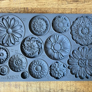 Rosettes IOD Decor Mould 6x10  Iron Orchid Designs Mold Use Clay or Resin for Furniture, Sugar Arts, Jewelry Making, Crafts