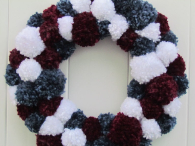 4th of July Wreath Patriotic Pompom Wreath Pompom Wreath Patriotic Wreath Red White and Blue Pompom Wreath Americana Wreath