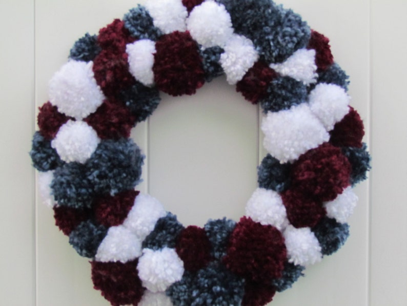 4th of July Wreath Patriotic Pompom Wreath Pompom Wreath Patriotic Wreath Red White and Blue Pompom Wreath Americana Wreath