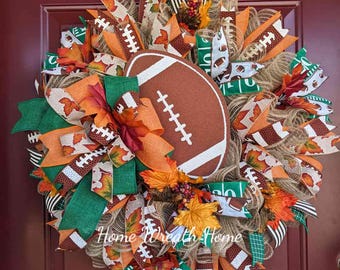 Football Wreath, Fall Football Wreath, Wreath for Fall, Gift for Football Fan