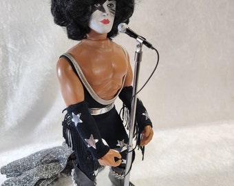 Adjustable 1/6 Figure Scale 7&quot; to 12&quot; Miniature Replica Mini Doll Microphone & Corded Mic Stand Mego Kiss