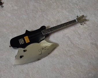 Kiss Gene Simmons 1/6 Figure Doll Scale 7" Replica Miniature Custom Handcrafted Kramer Blood Axe Signature Bass Guitar