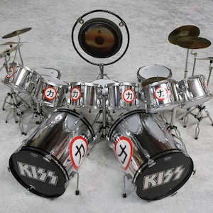Kiss For Mego 1/6 Replica Figure Scale Chrome Chikara Custom Crazy Nights Drum Kit Set