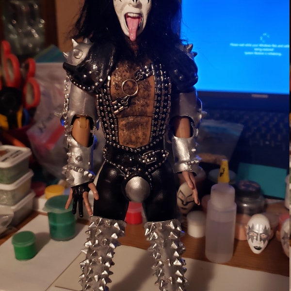 KISS Gene Simmons Creatures Of The Night RIO Miniature Custom 12 Inch 1:6 Figure Scale Replica Not Mego DOLL