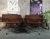 Set of 6 Aluminum Chairs EA 108 by Charles Ray Eames for Herman Miller Vitra Original Office Chair Visitor Chair Vintage Alu Chairs Velours