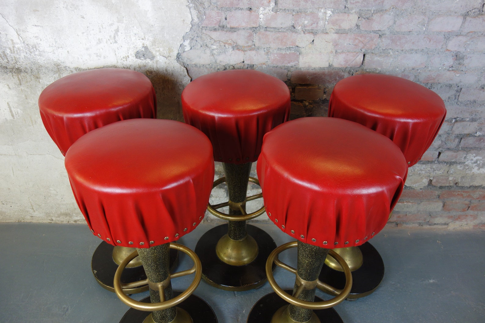 Set of 5 Vintage Bar Stool Rockabilly Bar Chair Armchair | Etsy