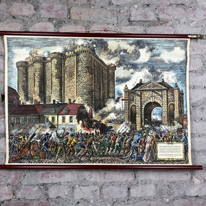 Mappa murale d'epoca Presa della Bastiglia Rivoluzione francese Tellus Verlag vecchia mappa murale scolastica poster scolastico mappa scolastica mappa didattica poster