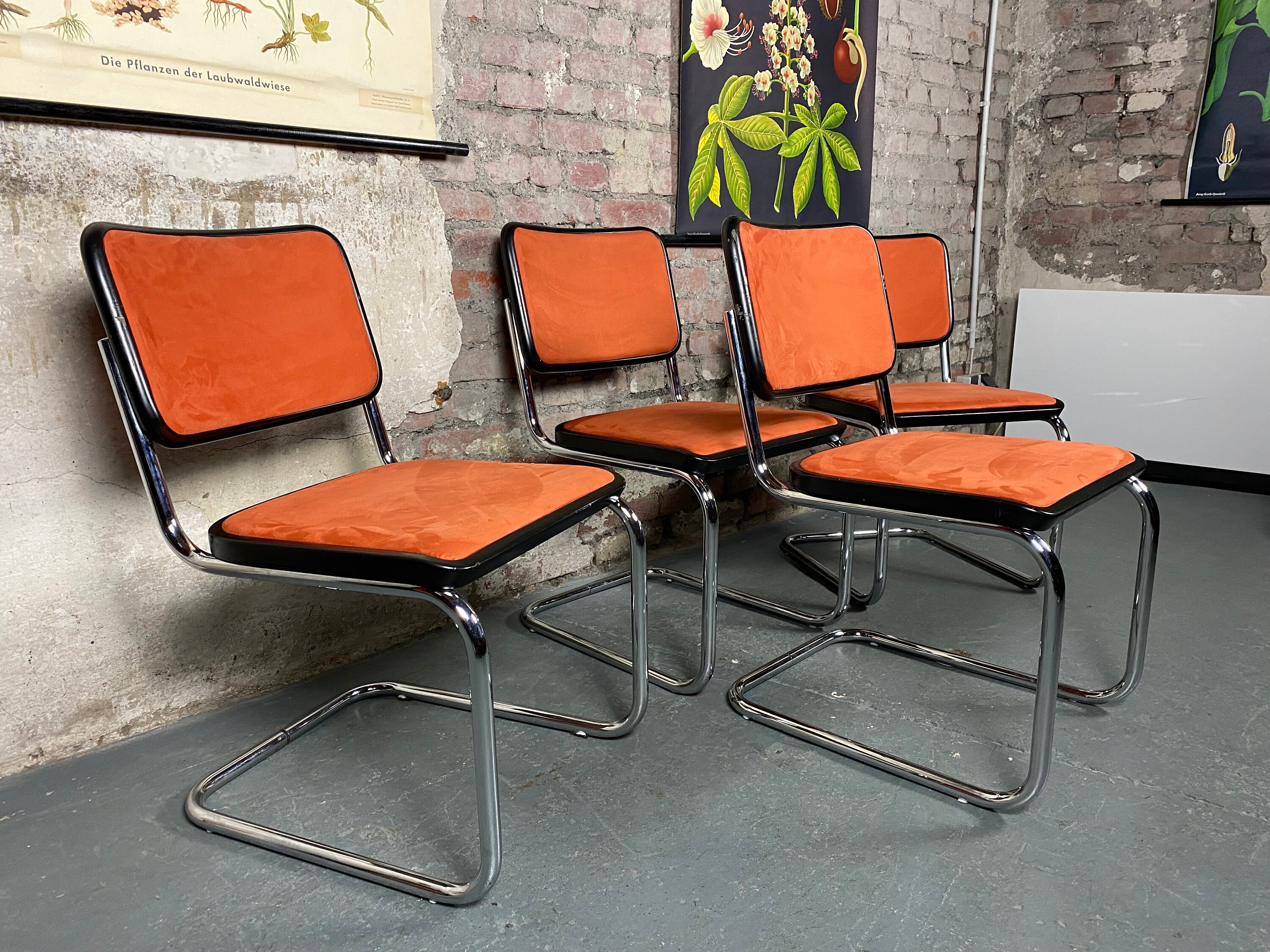 4er Set S32 Freischwinger Stühle Marcel Breuer Vintage