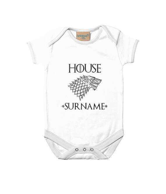 PERSONALISED Baby of House Stark Gift Bodysuit GoT Game of Thrones Boys Girls