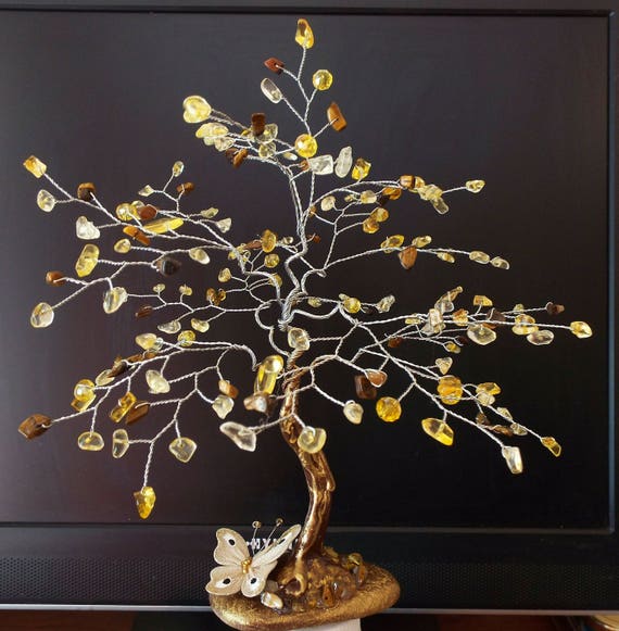 Citrine Gift Anniversary Gift Wire Tree Tree Statue Gem Etsy - 50