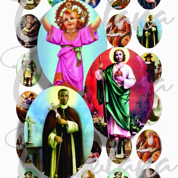 Printable Catholic Saints images for pendant, scrapbook and more Vintage Digital Collage Sheet No.29