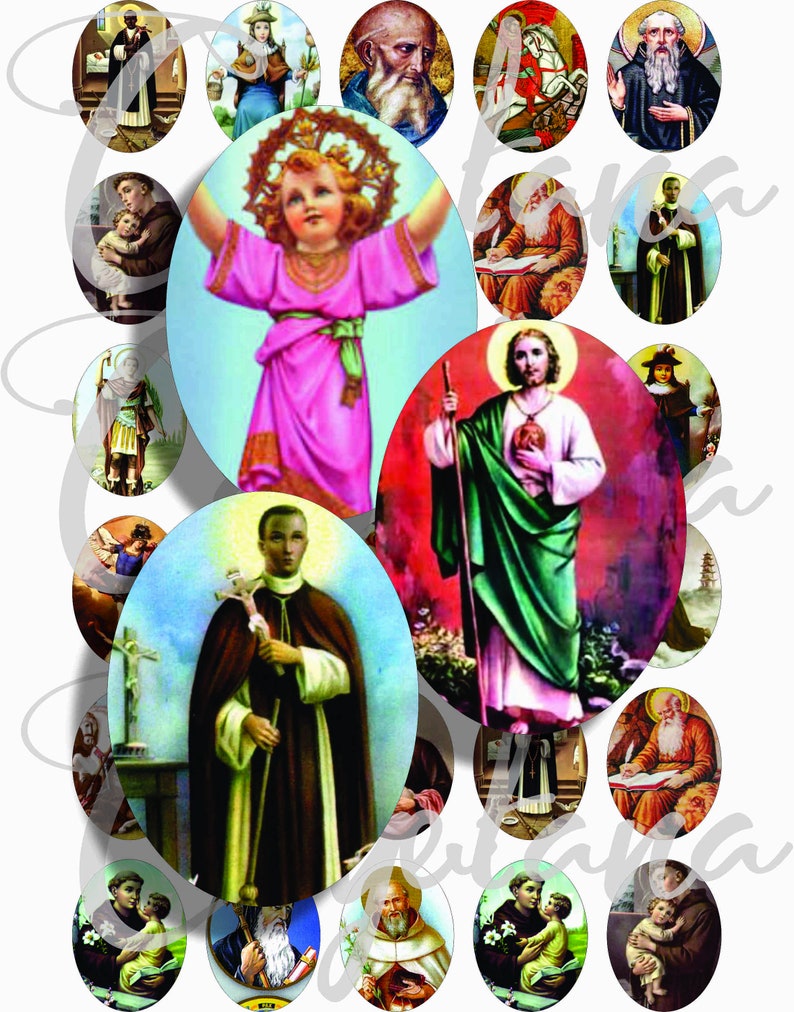 Printable Catholic Saints images for pendant, scrapbook and more Vintage Digital Collage Sheet No.29 image 1