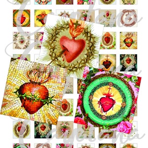 Sacred Heart instant download 1x1 inch images for pendant or scrapbook Digital Collage Sheet No.107