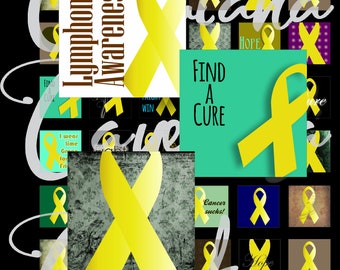 Lymphoma awareness  1x1 inch for pendant, scrapbook and more collage sheet No.1592