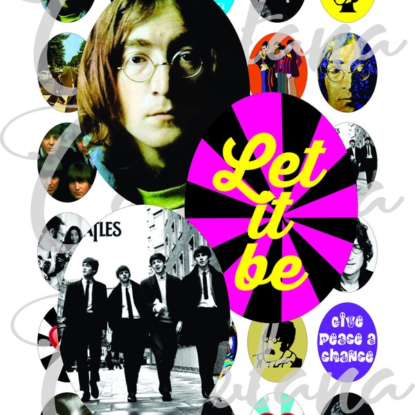 Images imprimables des Beatles pour pendentif, scrapbooking et plus vintage Digital Collage Sheet No.80