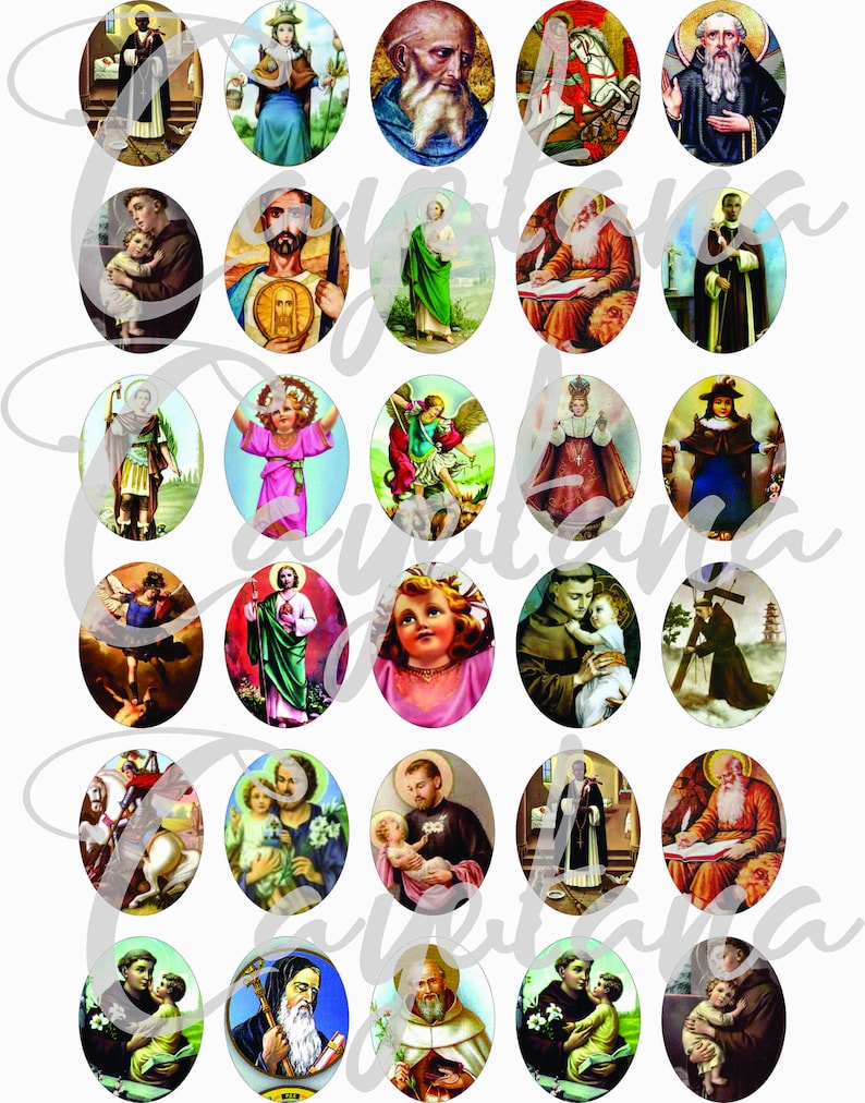 Printable Catholic Saints images for pendant, scrapbook and more Vintage Digital Collage Sheet No.29 image 2