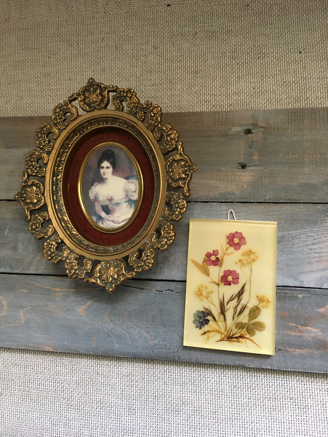 Vtg Cottagecore Victorian Pressed Flower Resin Art Lot Etsy