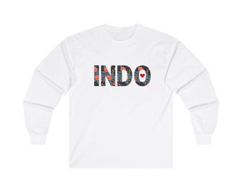 INDO - Blue/Red Batik, Unisex Ultra Cotton Long Sleeve Tee