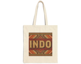 INDO Tote 3 (brown/orange) - Cotton Canvas Tote Bag