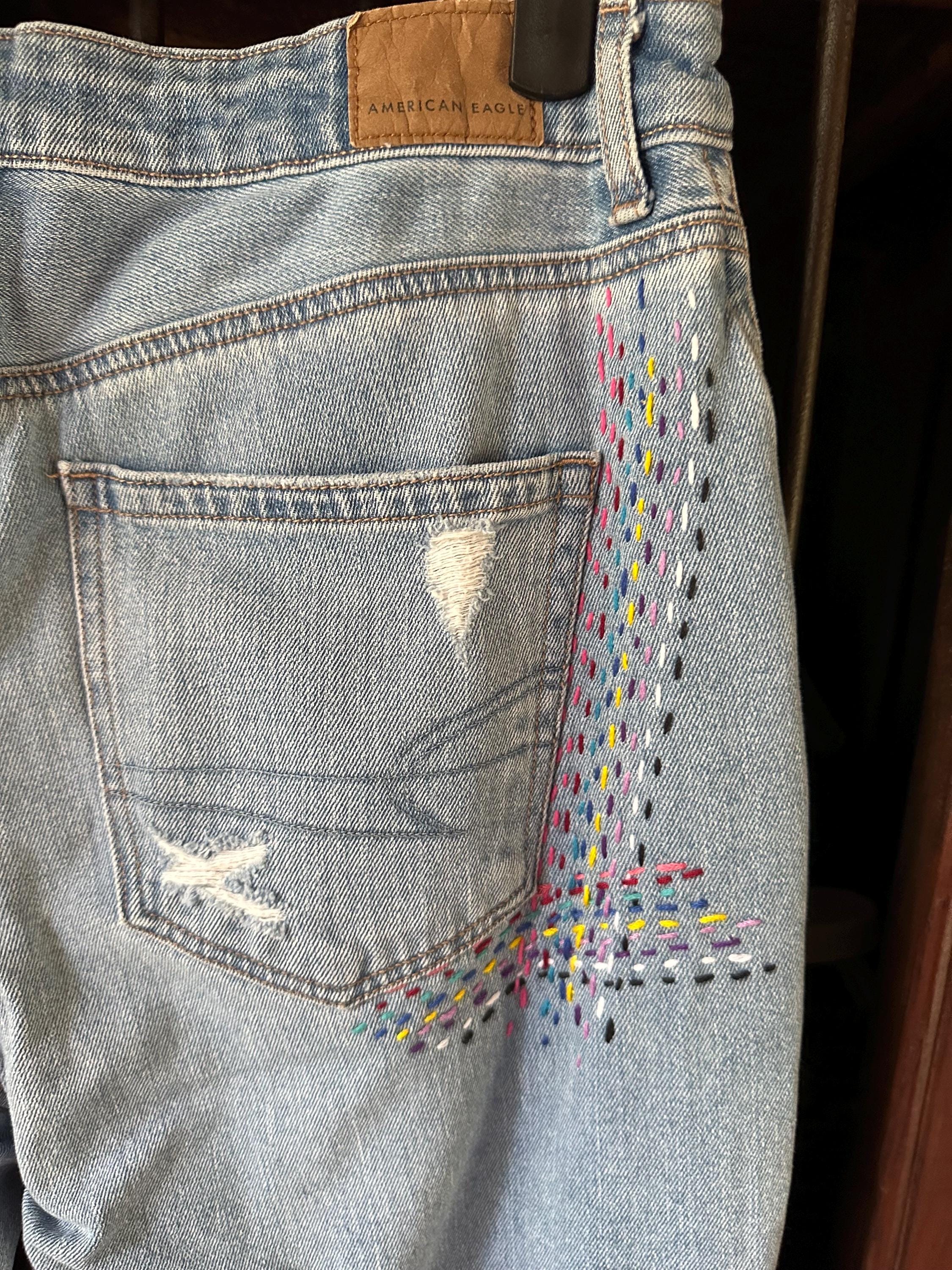 Mushrooms, Custom Upcycled Denim Jeans Etsy