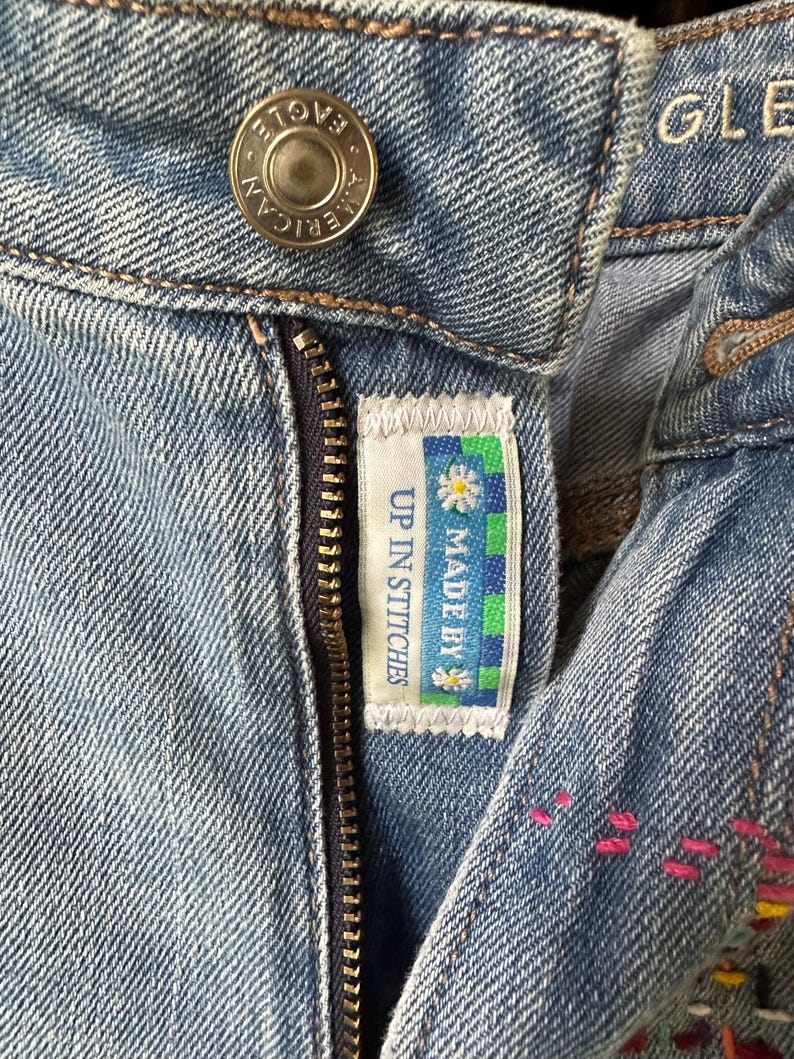 Mushrooms, Custom Upcycled Denim Jeans Etsy