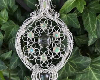 Opal and Labradorite flower of life