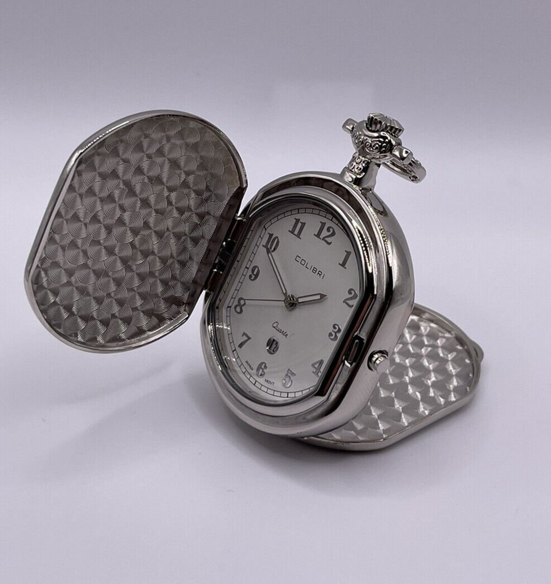 Buy New Stainless Steel Colibri Quartz Hunting Case Pocket Watch
