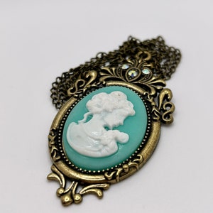 Cameo Necklace, Victorian style Turquoise  Pedant