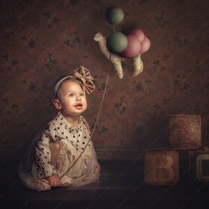 Digital Backdrops for Photographers / Photoshop / Backgrounds and Overlays/  Vintage Magical Llama Balloon