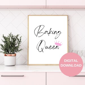 Baking Queen, Wall Decor, Baking Quotes, Cooking Quotes, Kitchen Decor, Bakery Decor, Restaurant, Printable Wall Art, DIGITAL DOWNLOAD