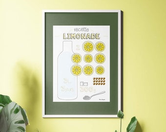 Illustrated recipe for lemonade - Poster 30x40