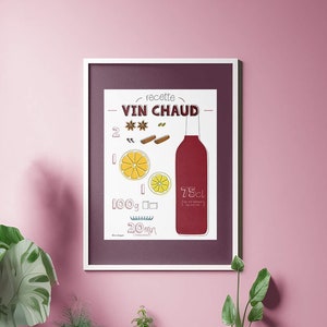 Geïllustreerd recept voor glühwein - Poster 30x40