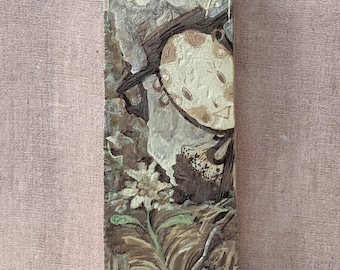 Widerstandsfähigkeit, 5cmby12cm; 2inchby5inch painting on antique salvagewood-block.