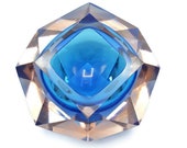 Murano Sommerso blue and clear bowl, 60s