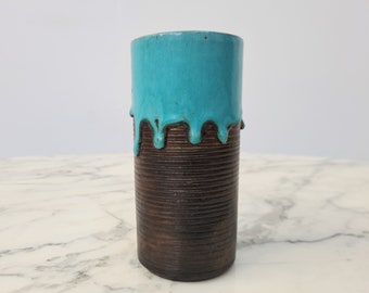 Pieter Groeneveldt Cilinder Vase, Turqois Drip Glaze