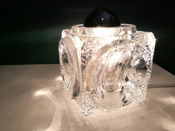 Peill Putzler Glass Ice Cube Table Lamp German Light 1970s Space Age