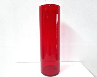 Red Pukeberg Sweden Cylinder Vase XL, 1970s