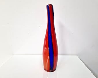 Bottle Vase in Red and Blue