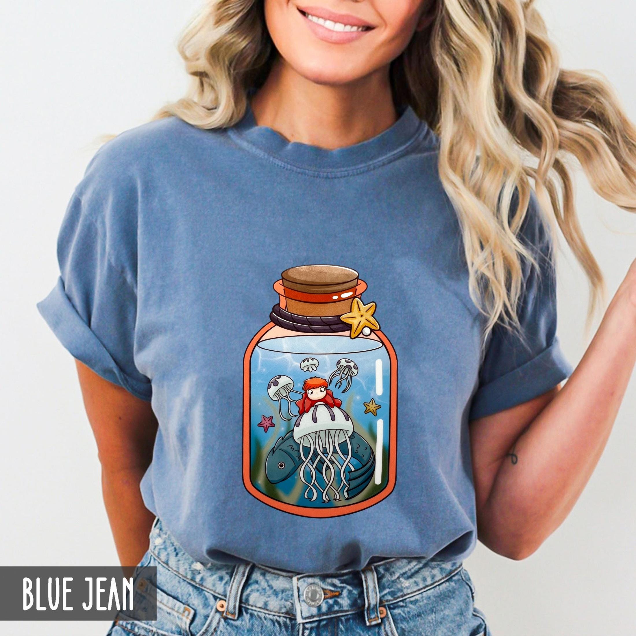 Cute Ponyo Wish Jar Shirt, Ponyo Sweatshirt, Ghibli T-Shirt, Ponyo T-Shirt, Ghibli Merch, Ponyo Anime Tee, Anime Gift