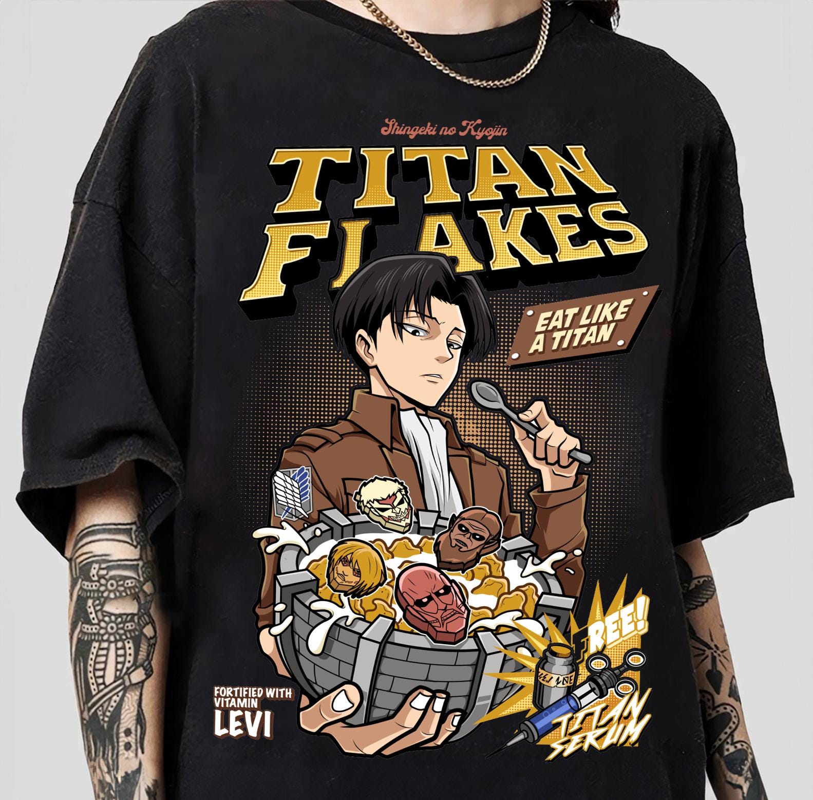 Titan Flakes Eat Like Titan Levi Ackerman Shirt, Captain Levi AOT Shirt,  Anime Manga Shirt, Japanese Anime Shirt, Anime Lover Tee - Etsy