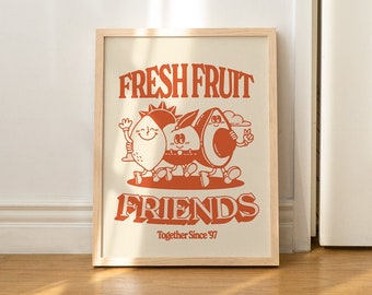 Fruit Wall Print, Digital Download Print, Retro Wall Decor, Large Printable Art, Downloadable Prints, Wall Art