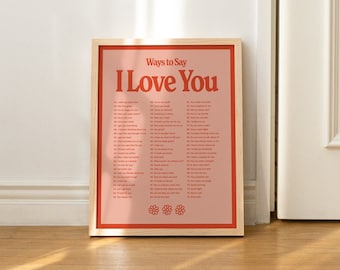 I Love You Wall Print, Digital Download Print, Retro Wall Decor, Large Printable Art, Downloadable Prints