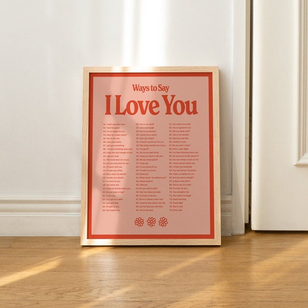 I Love You Wall Print, Digital Download Print, Retro Wall Decor, Large Printable Art, Downloadable Prints