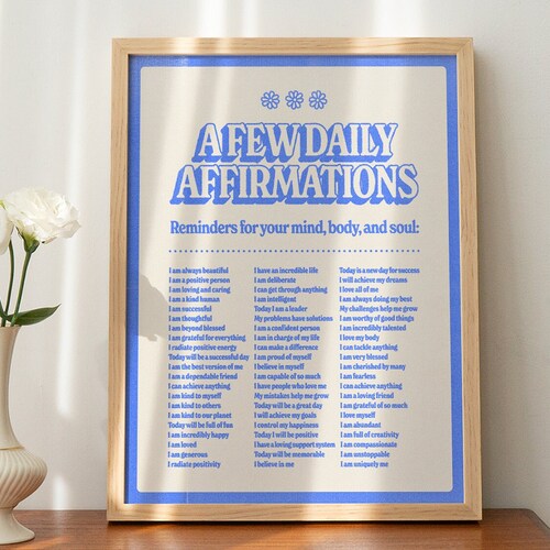 Affirmations Wall Print Positive Affirmations Digital - Etsy