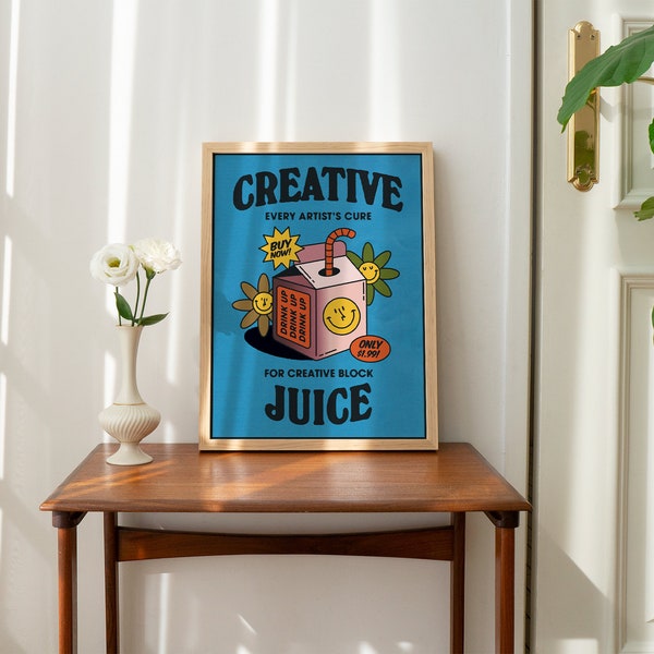 Creative Juice Wall Print, Digital Download Print, Retro Wall Decor,  Creative Large Printable Art, Downloadable Prints