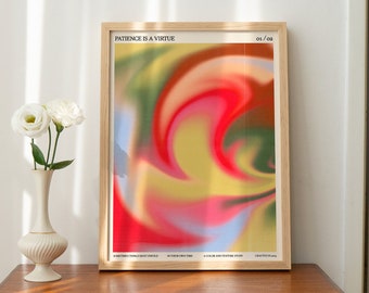 Retro Wall Print, Psychedelic Abstract Gradient Art, Aura Poster, Digital Download Print, Wall Decor, Printable Art, Downloadable Prints