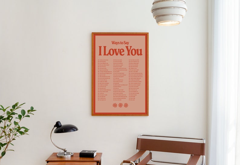 I Love You Wall Print, Digital Download Print, Retro Wall Decor, Large Printable Art, Downloadable Prints image 2